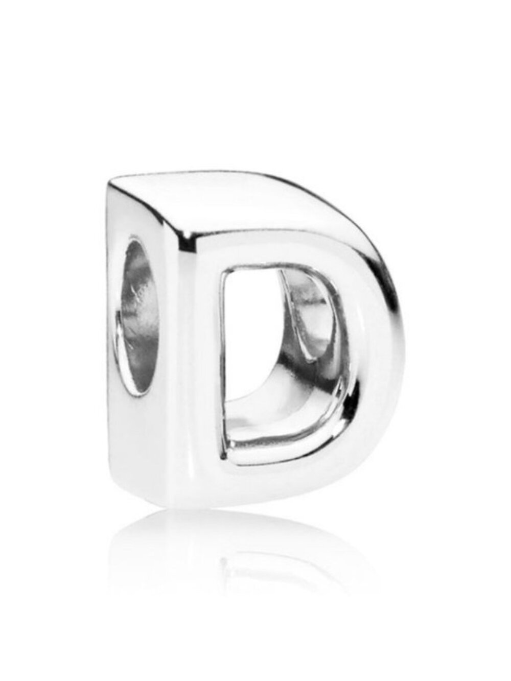 Pandora Sterling Silver Open Letter D Alphabet Charm with Heart Pattern - 797458